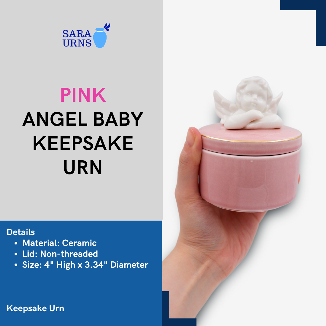 Pink Angel Baby Ceramic Keepsake Urn