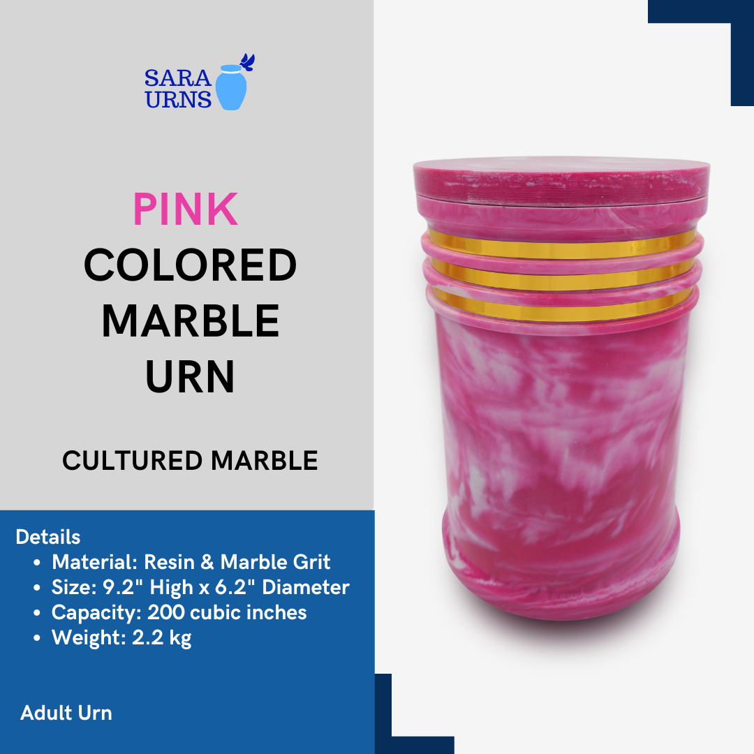 Pink Colored Marble Urn (Cultured Marble)