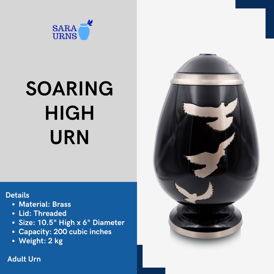 Soaring High Black Metal Urn Description