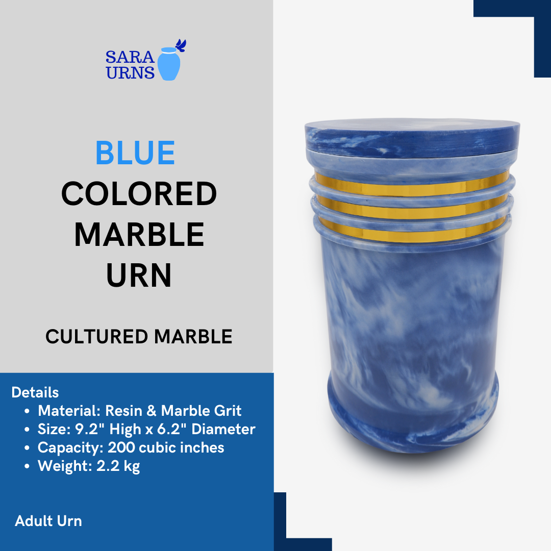 Blue Colored Marble Urn (Cultured Marble)