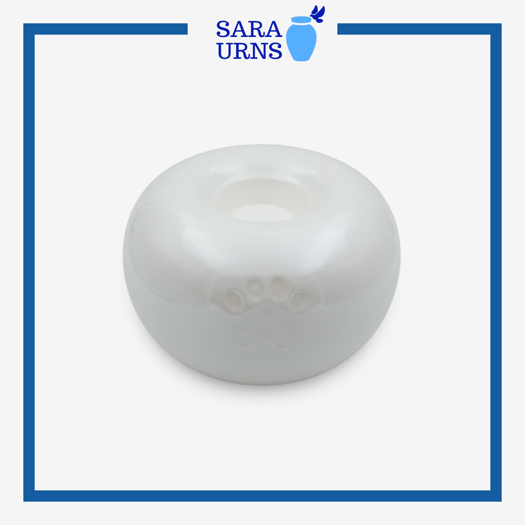 White Pearly Paws with Candleholder Pet Urn