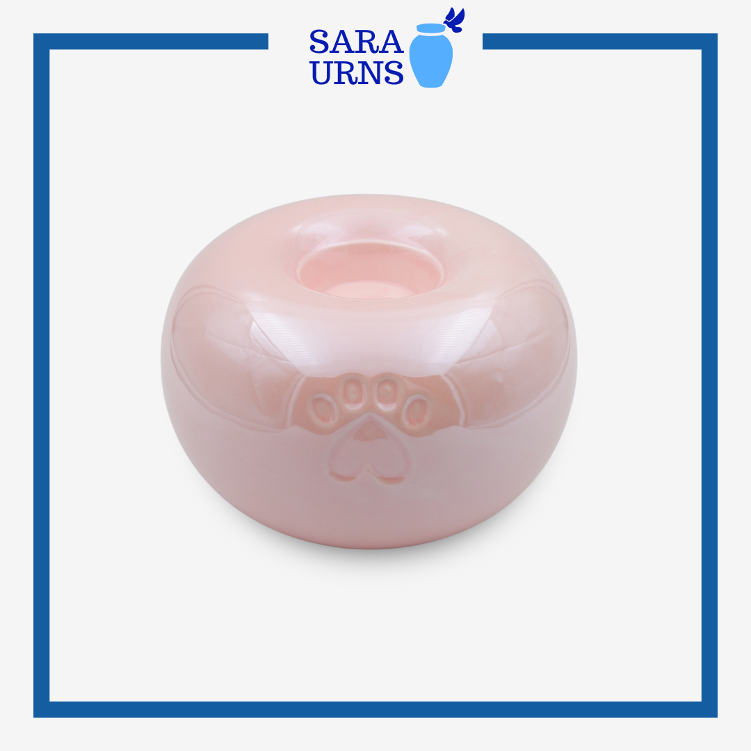 Pink Pearly Paws with Candleholder Pet Urn