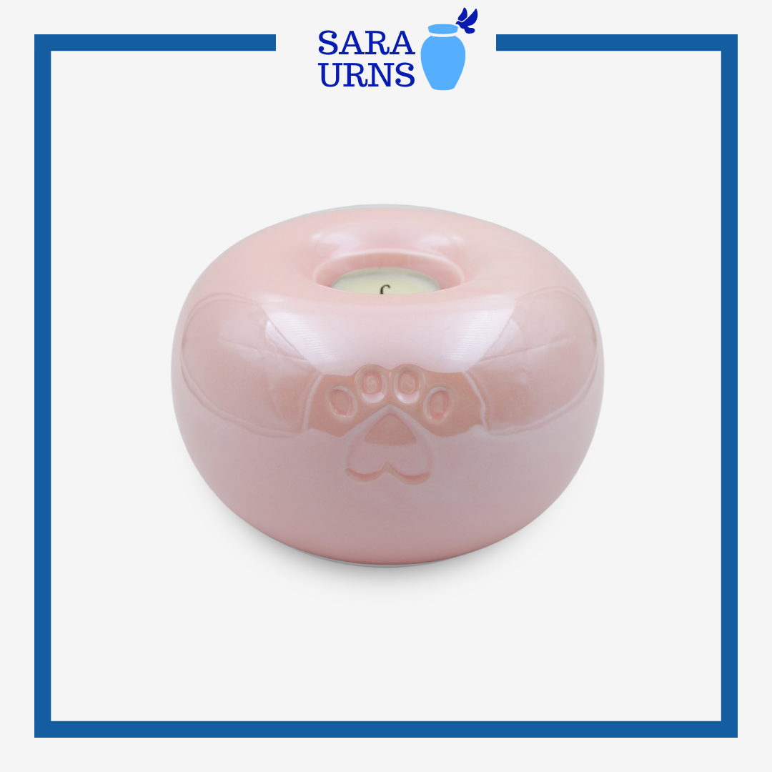 Pink Pearly Paws with Candleholder Pet Urn