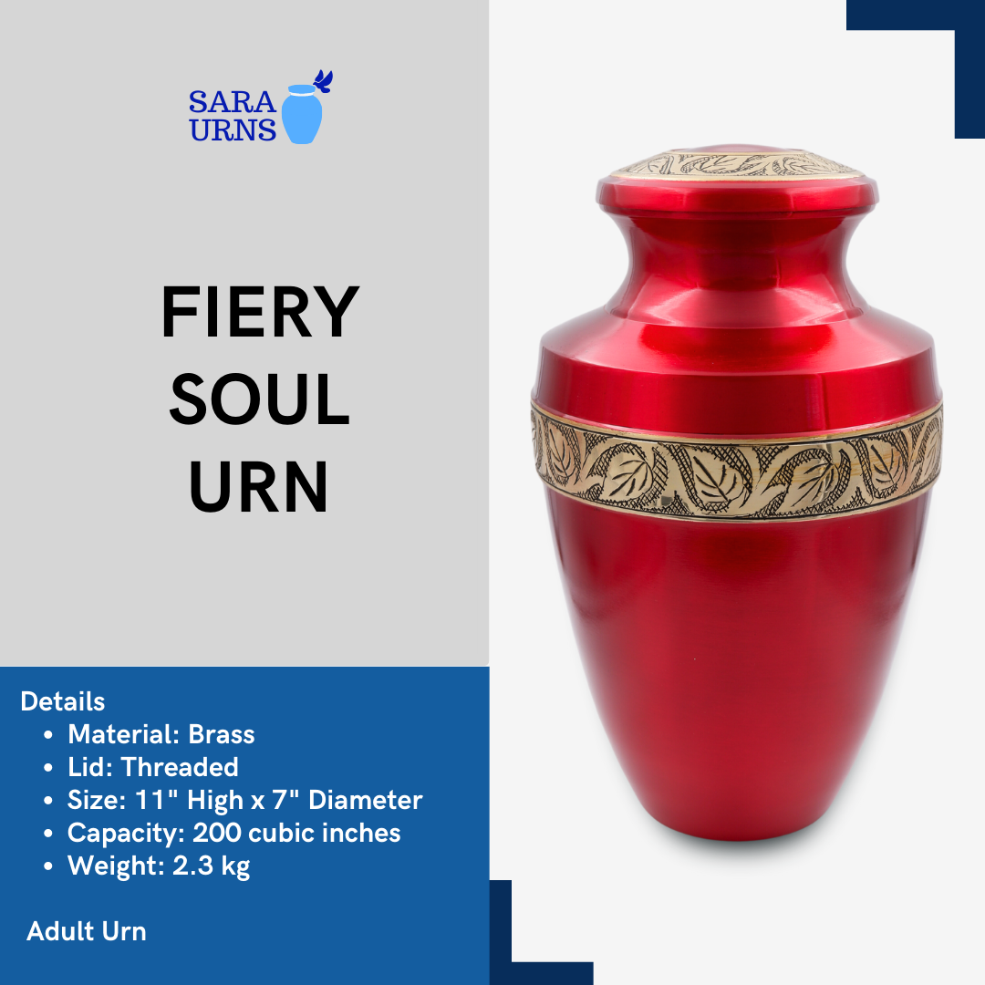 Fiery Soul Red Metal Urn Desciption