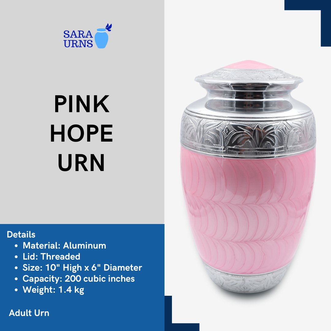 Pink Hope Aluminum Metal Urn