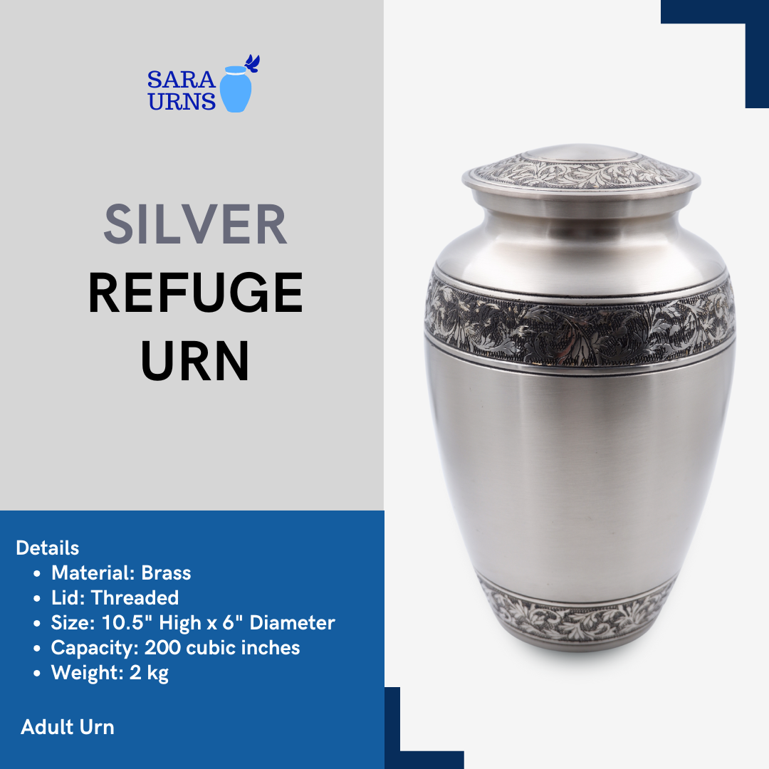 Silver Refuge Brass Metal Urn