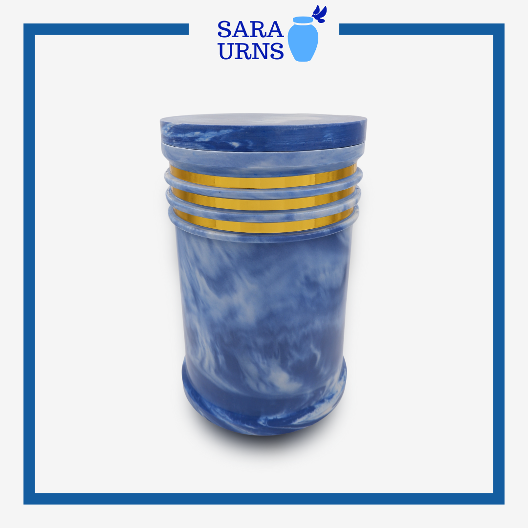 Blue Colored Marble Urn (Cultured Marble)