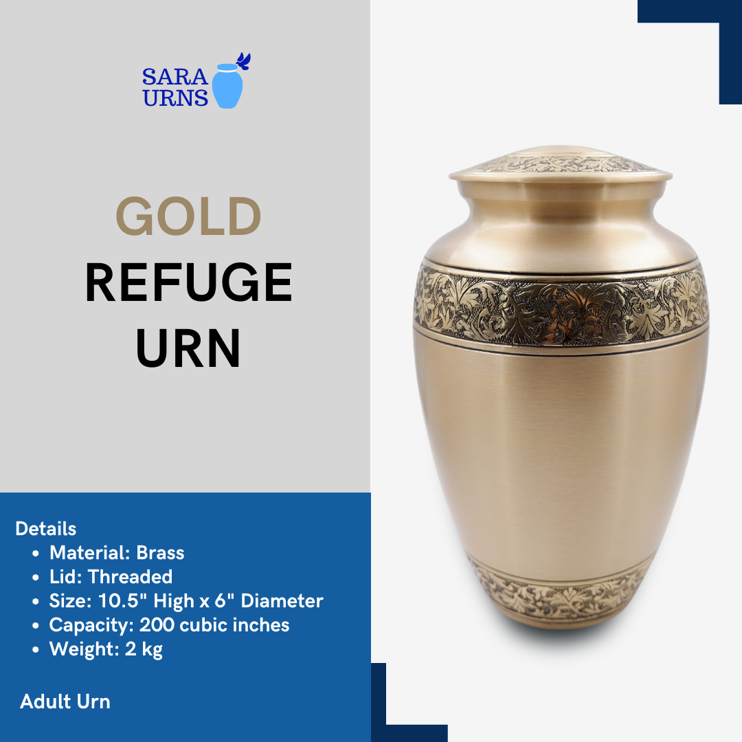 Gold Refuge Brass Metal Urn