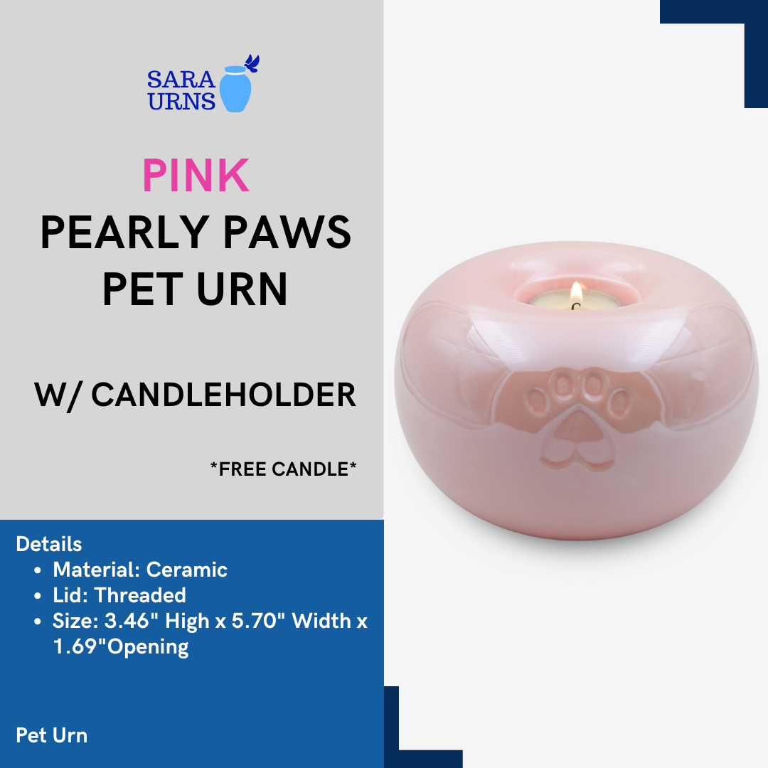 Pink Pearly Paws with Candleholder Pet Urn