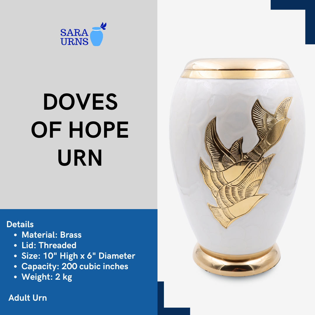 Doves of Hope Brass Metal Urn
