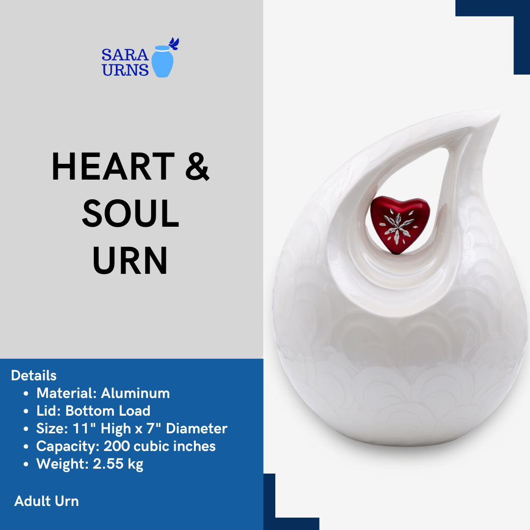 Heart & Soul Teardrop Aluminum Metal Urn