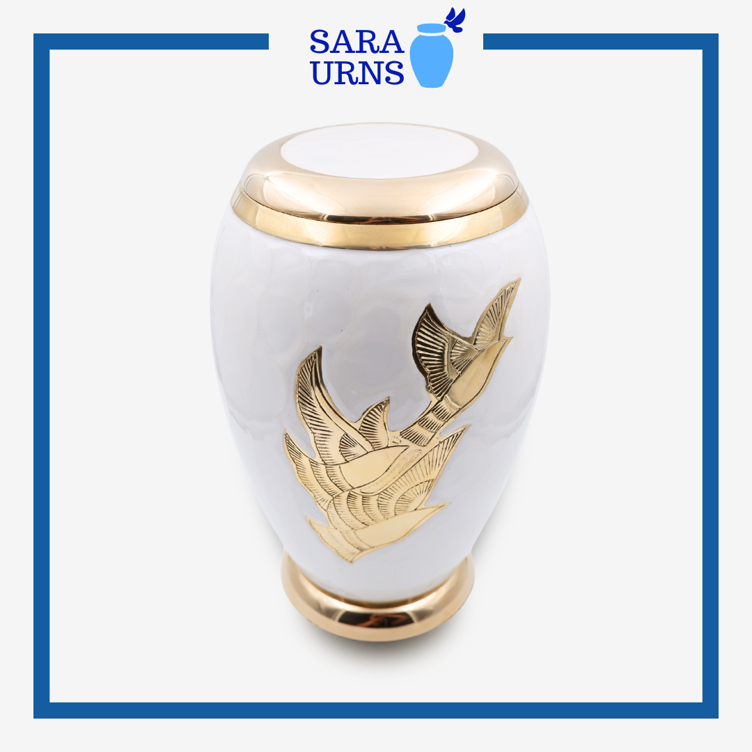 Doves of Hope Brass Metal Urn