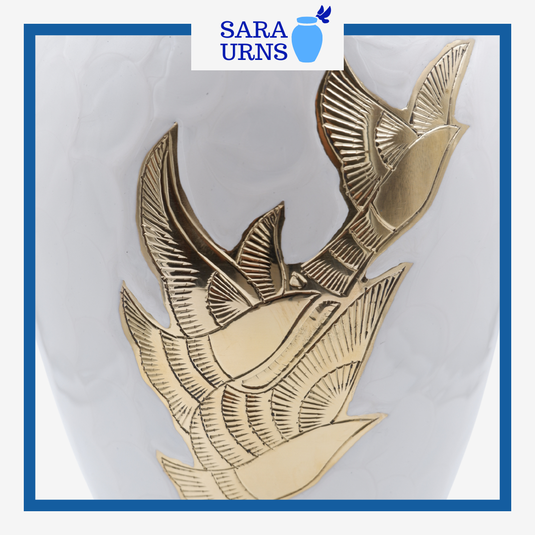 Doves of Hope Brass Metal Urn