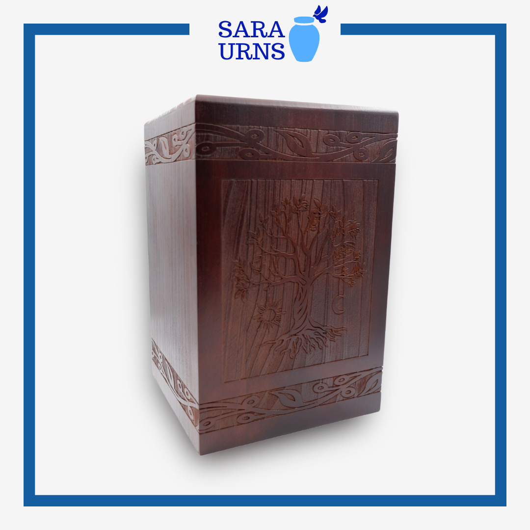 Tree of Life Wood Urn (Safe for Travel)