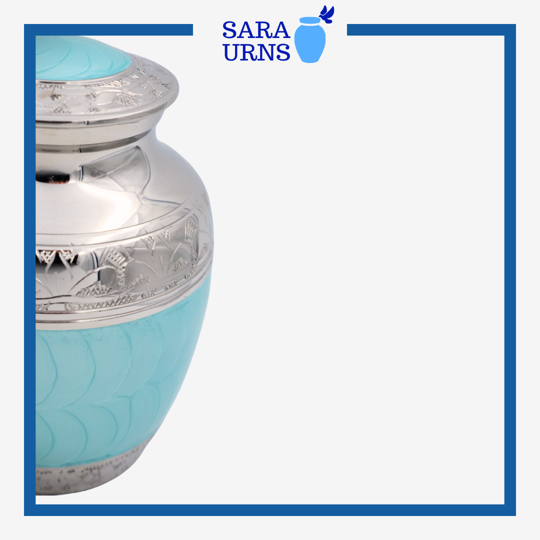 Blue Young Angel Child Brass Metal Urn