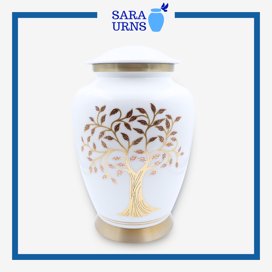 White Tree of Life Aluminum Metal Urn