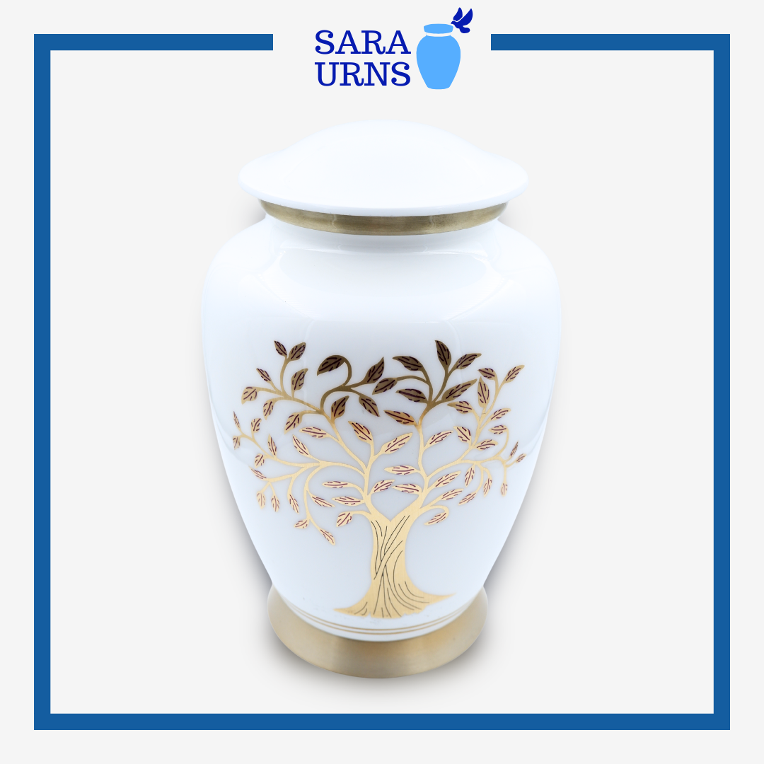 White Tree of Life Aluminum Metal Urn