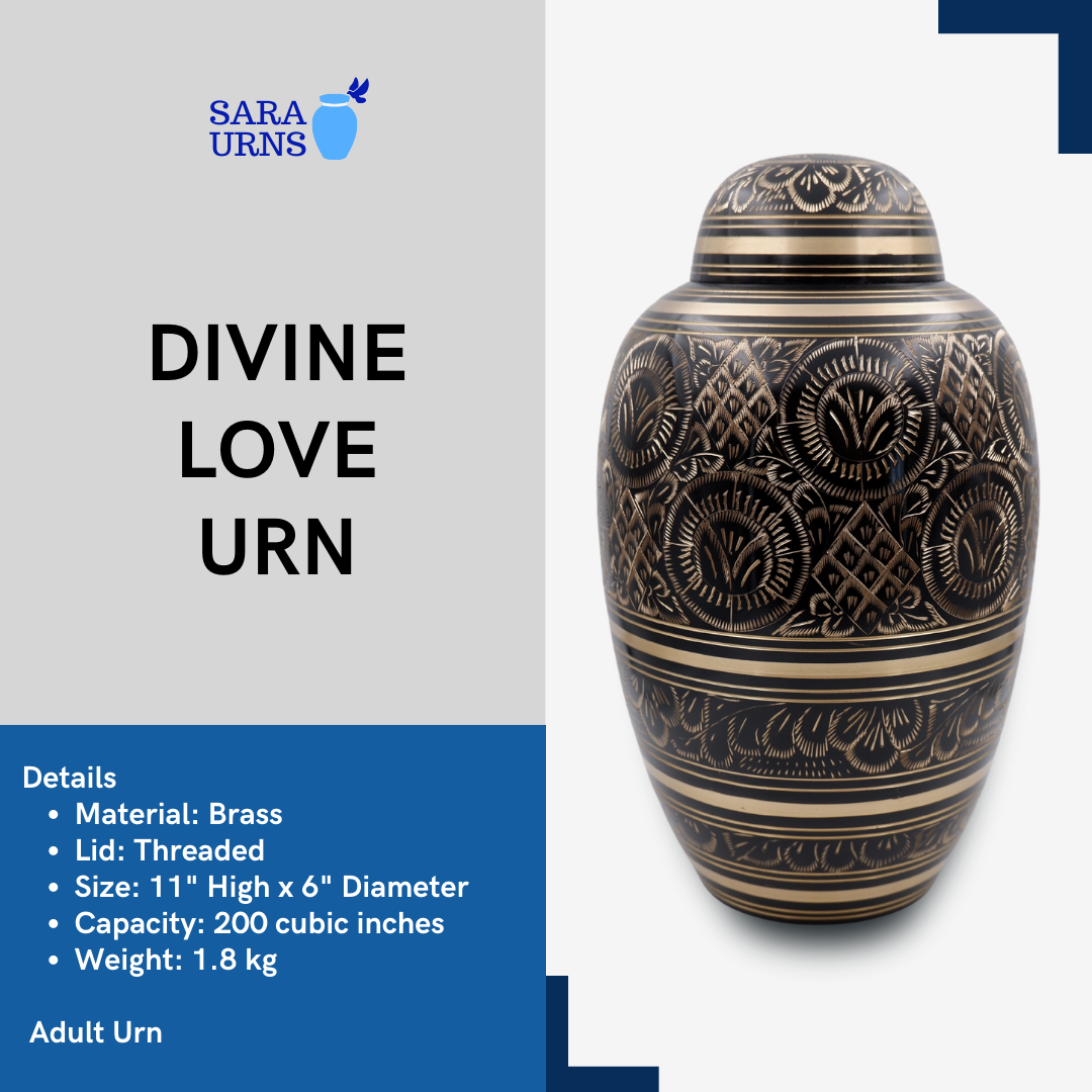 Divine Love Black Metal Urn Description