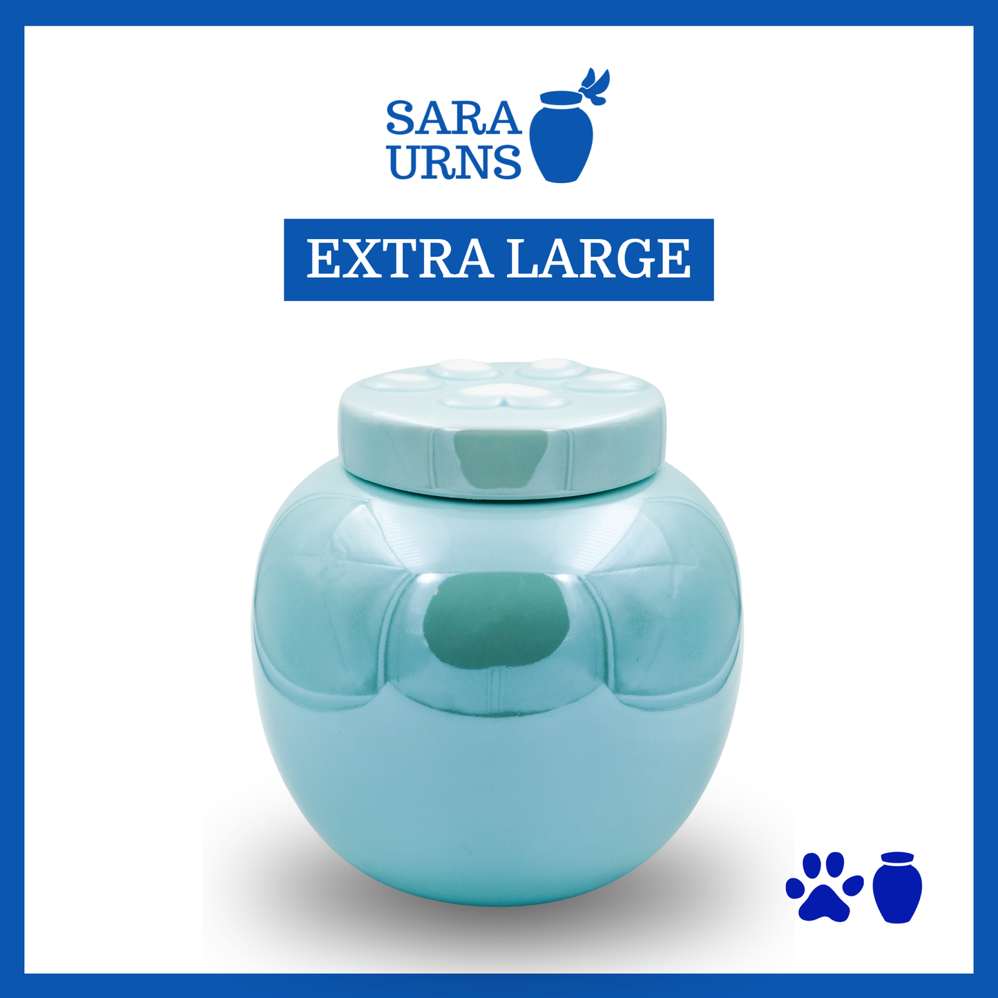 Blue Pearly Paws Ceramic Pet Urn