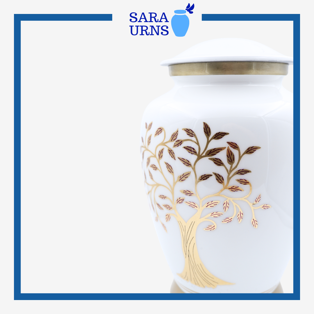 White Tree of Life Aluminum Metal Urn