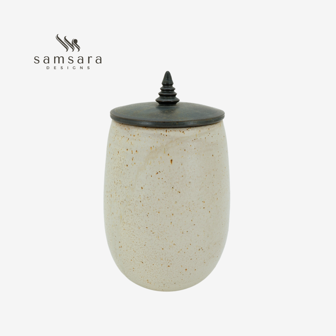 Amita White Ceramic Urn