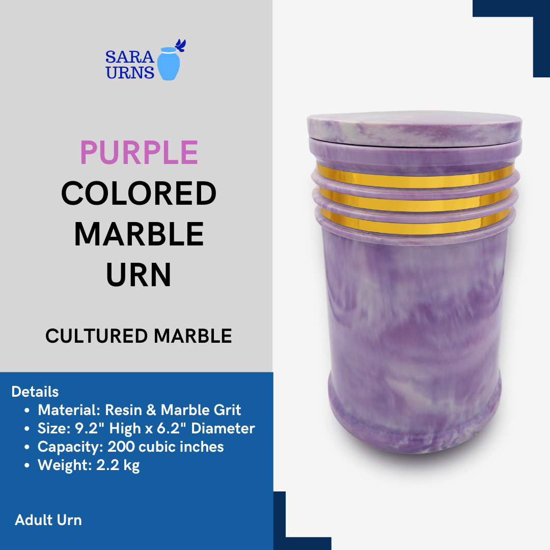 Purple Colored Marble Urn (Cultured Marble)