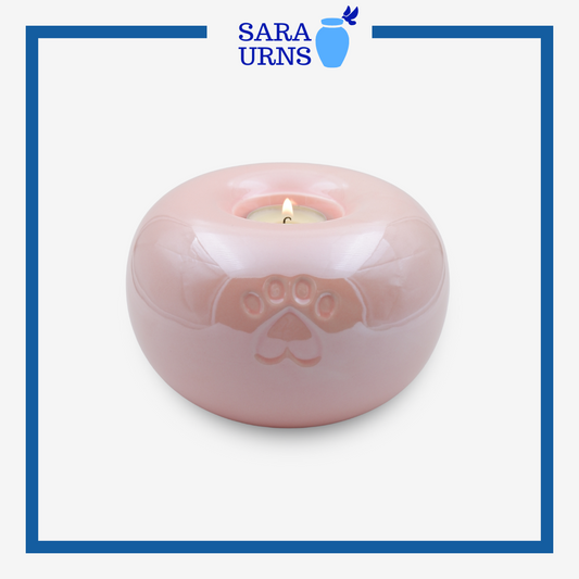 Pink Pearly Paws with Candleholder Pet Urn