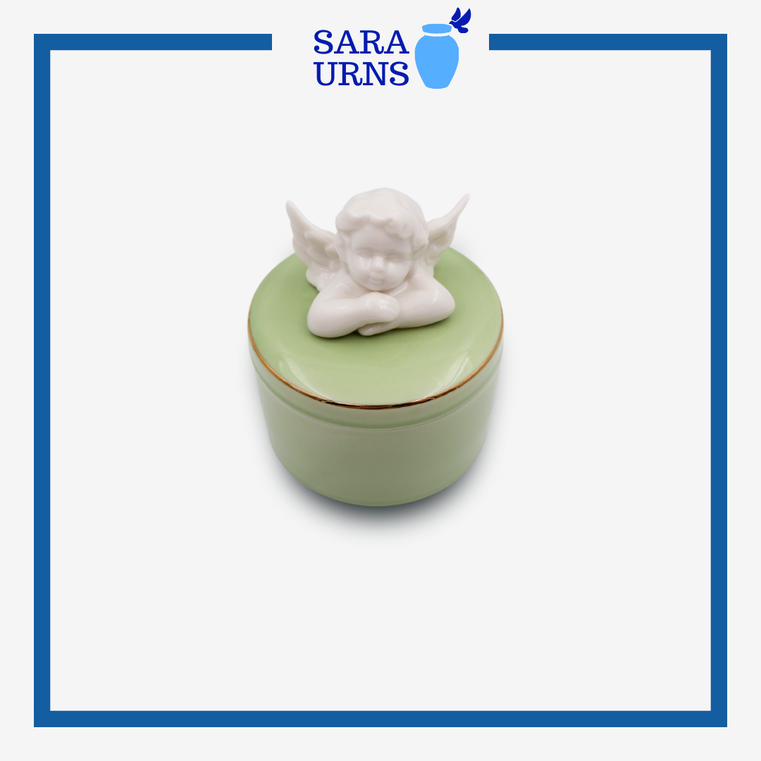 Green Angel Baby Ceramic Keepsake Urn