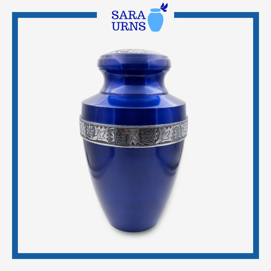 Blue Fiery Soul Brass Metal Urn
