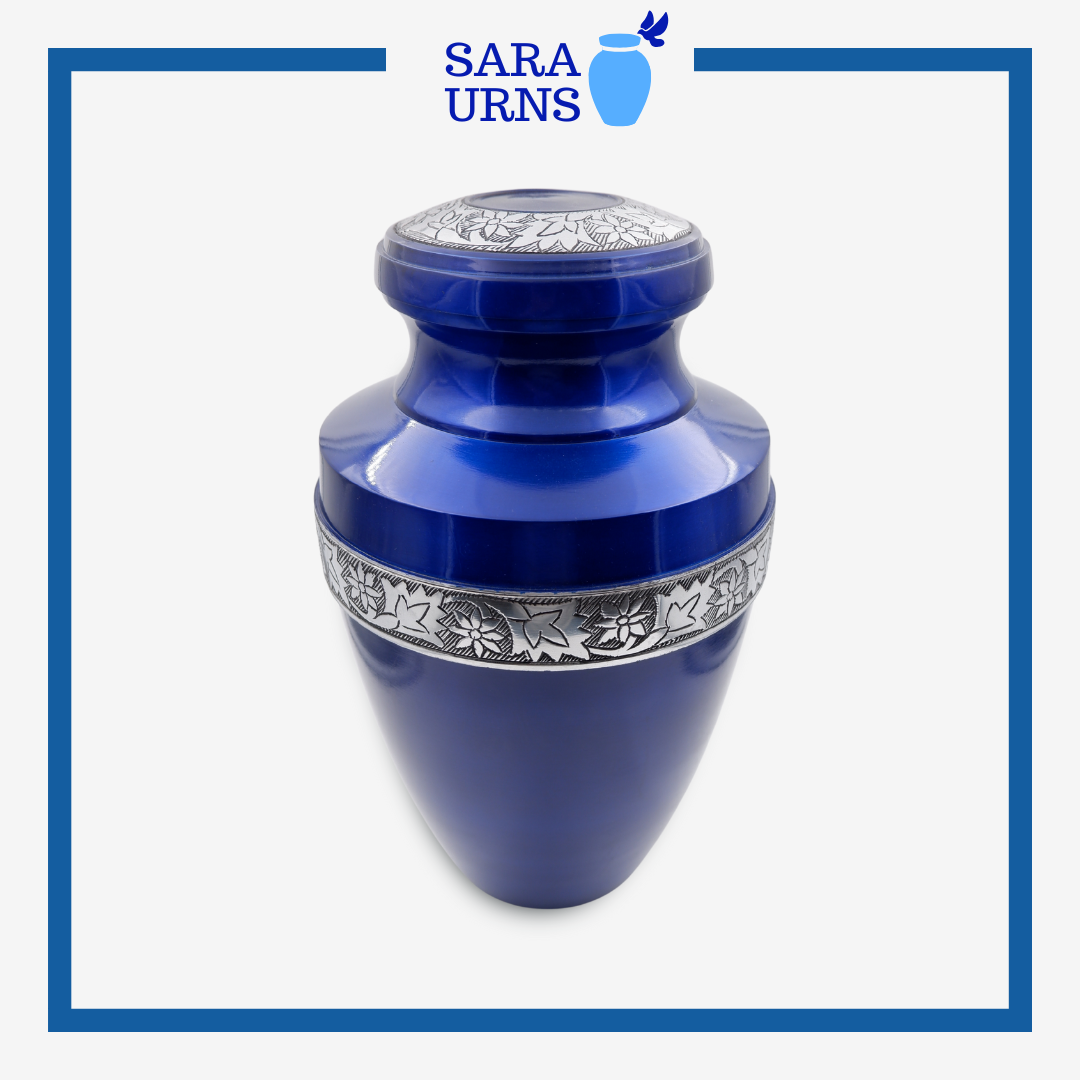 Blue Fiery Soul Brass Metal Urn