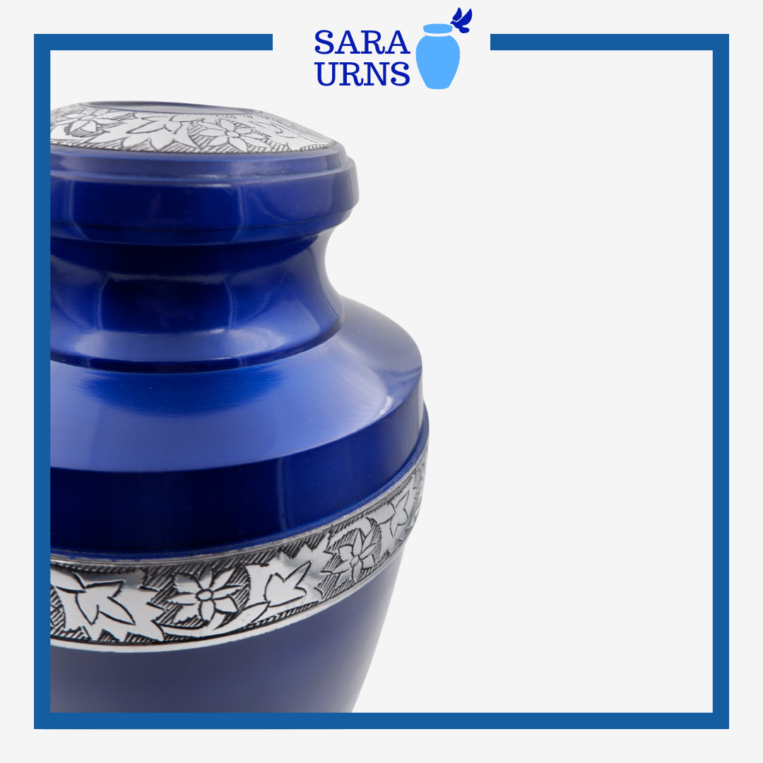 Blue Fiery Soul Brass Metal Urn