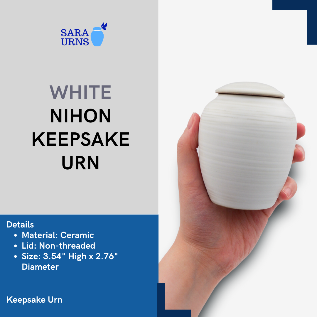 White Nihon Ceramic Keepsake Urn