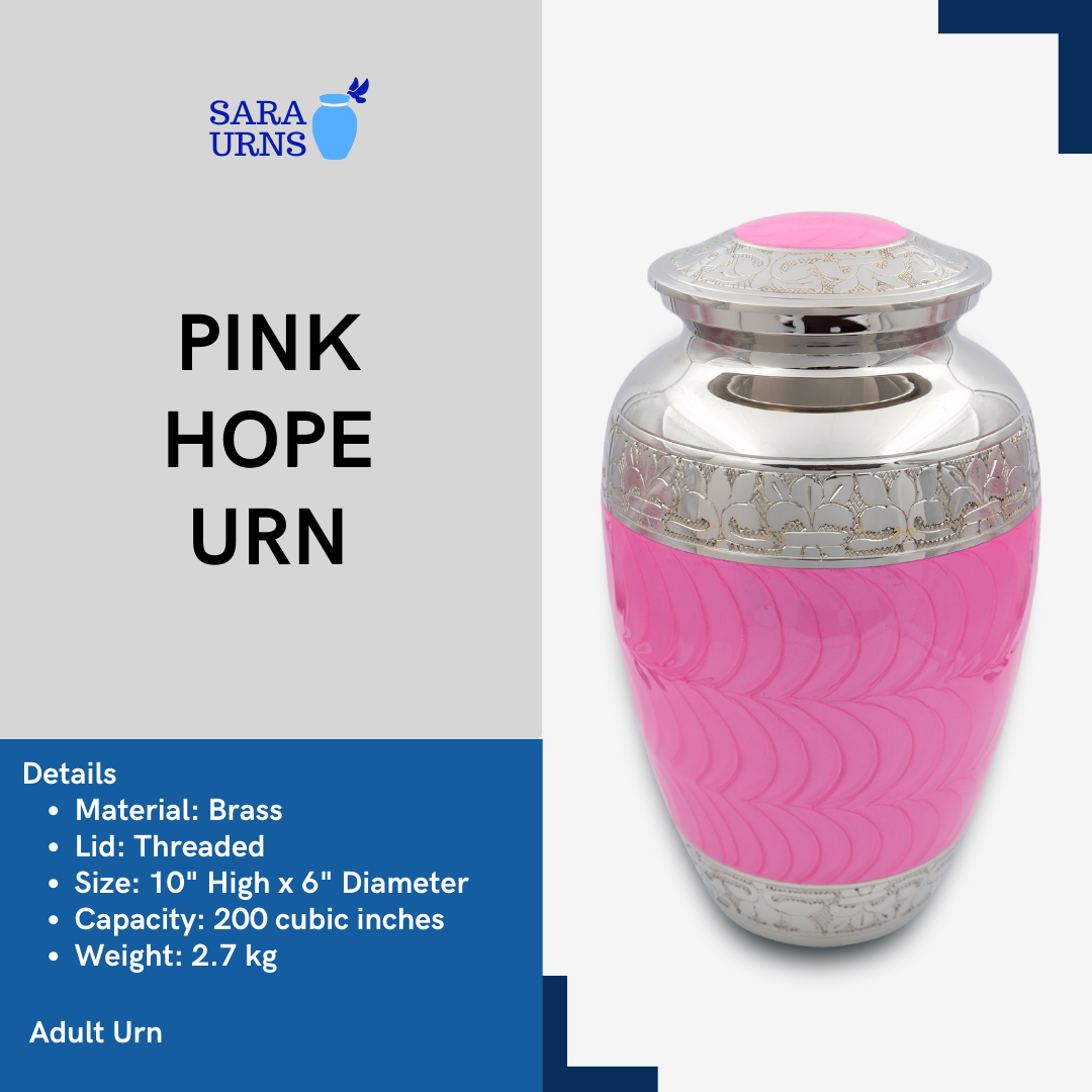 Pink Hope Metal Urn Description