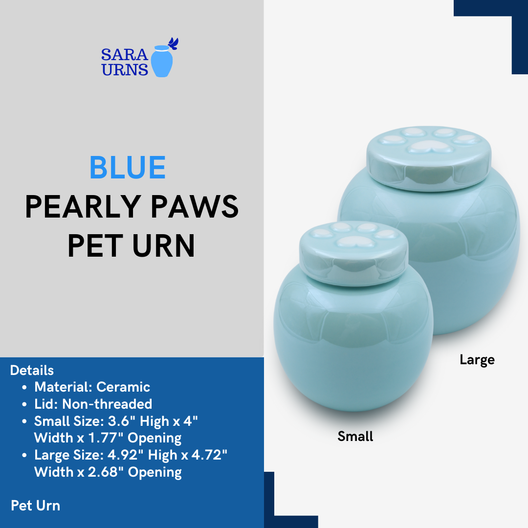 Blue Pearly Paws Pet Urn
