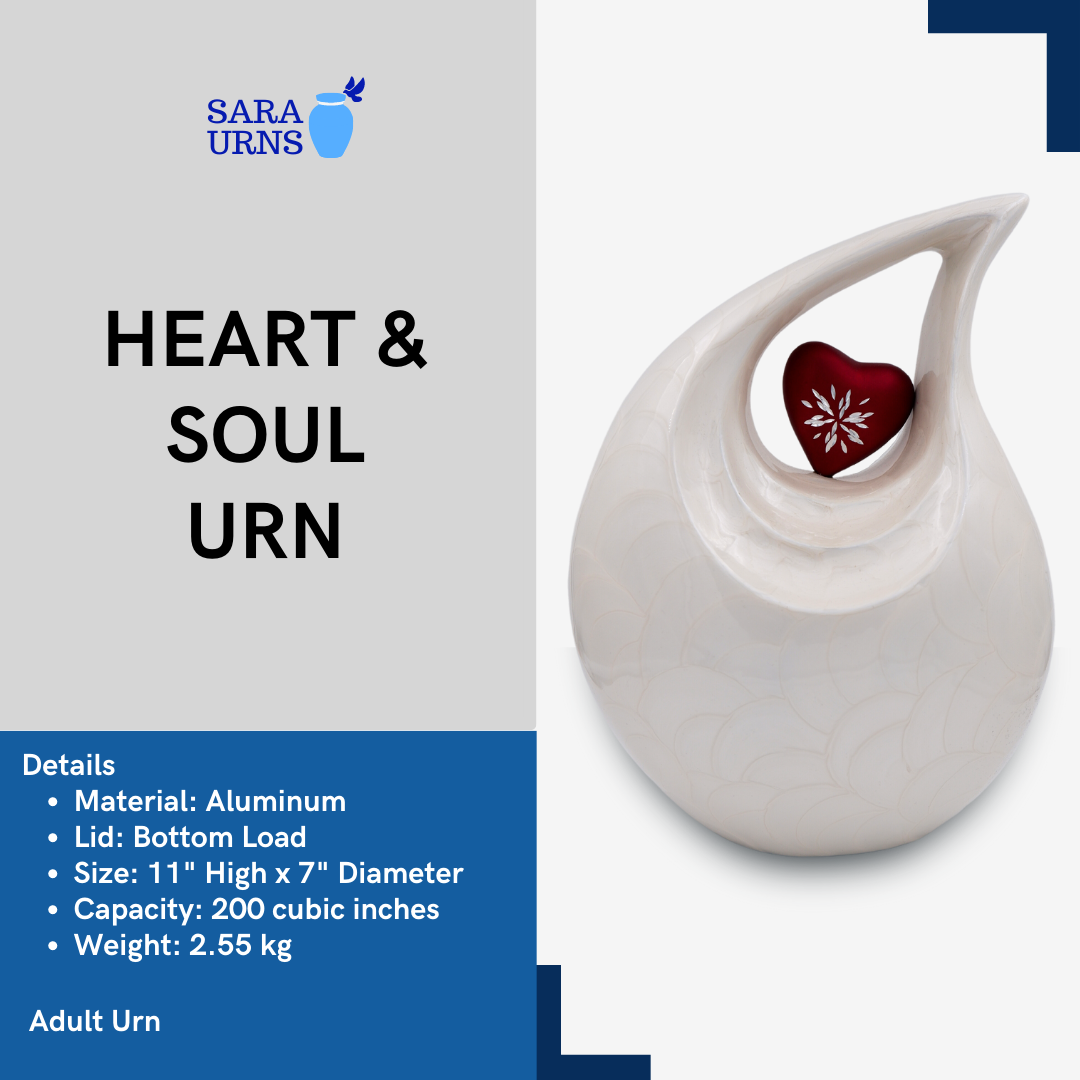 Heart and Soul Teardrop Metal Urn Description