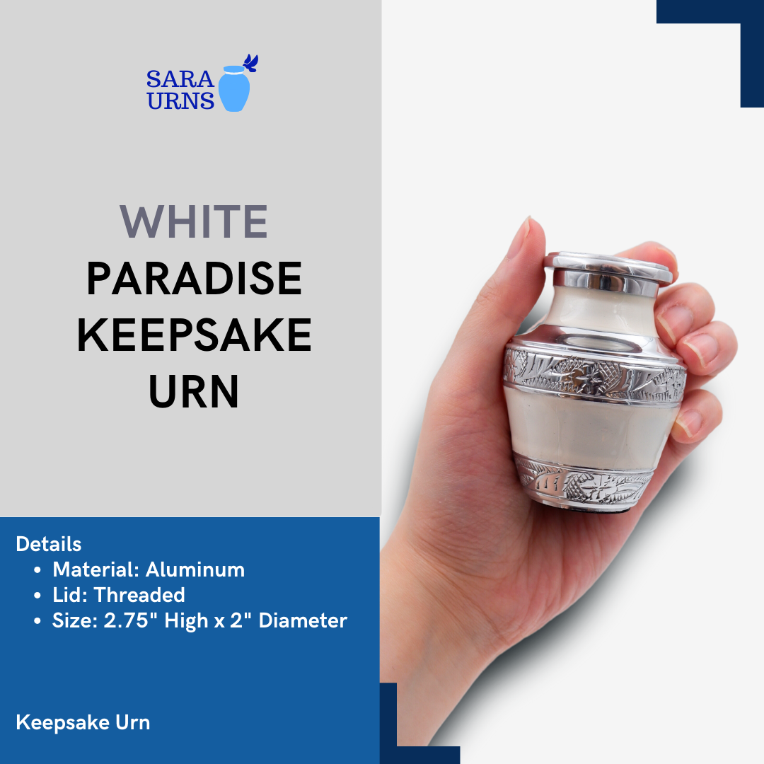 White Paradise Metal Keepsake Urn