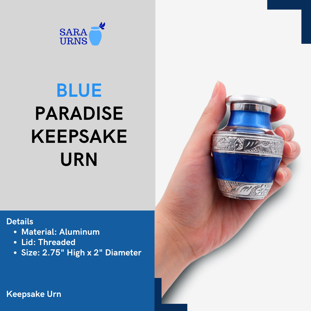 Blue Paradise Metal Keepsake Urn