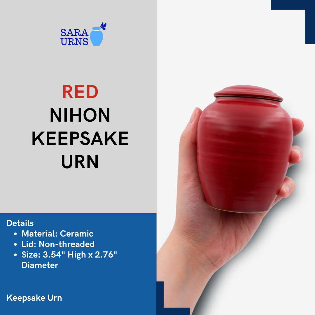 Red Nihon Ceramic Keepsake Urn