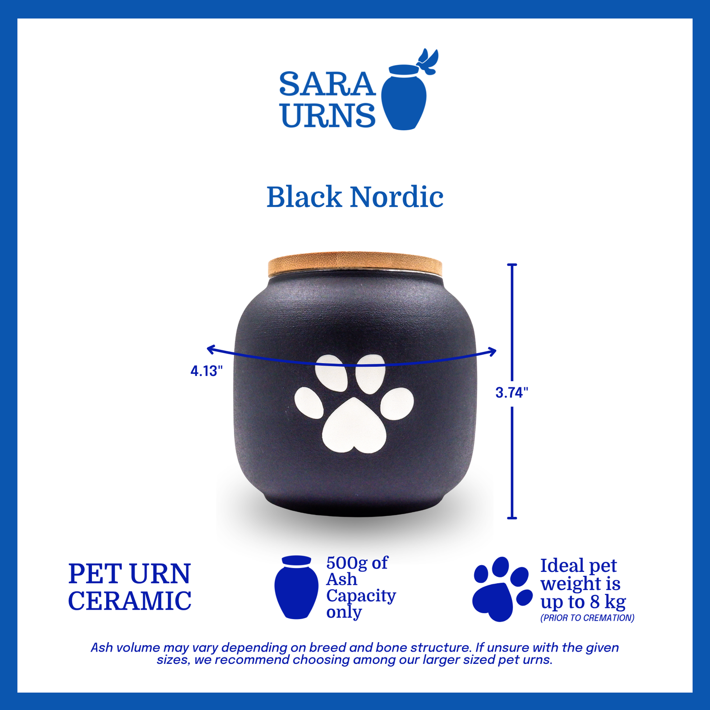 Black Nordic Pet Urn