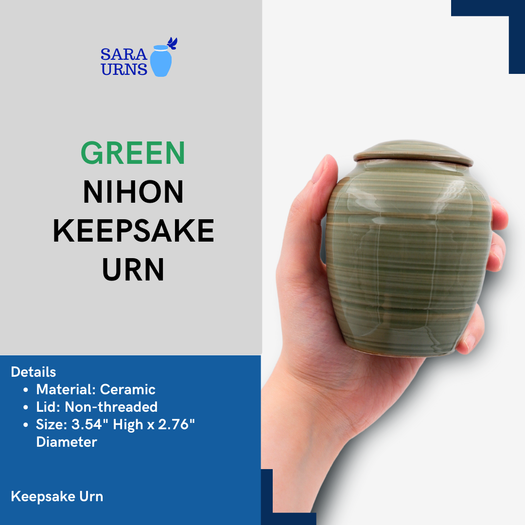 Green Nihon Ceramic Keepsake Urn