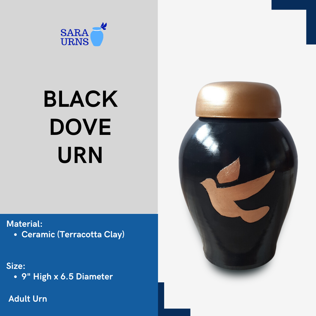Black Dove Ceramic Terracotta Urn
