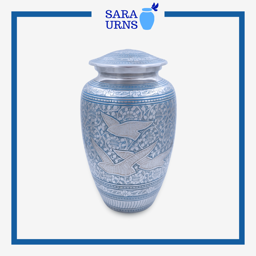 Peaceful Doves Aluminum Metal Urn