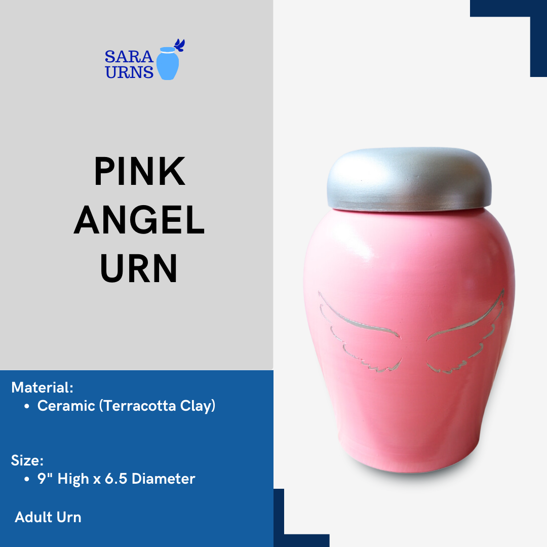 Pink Angel Ceramic Terracotta Urn Description