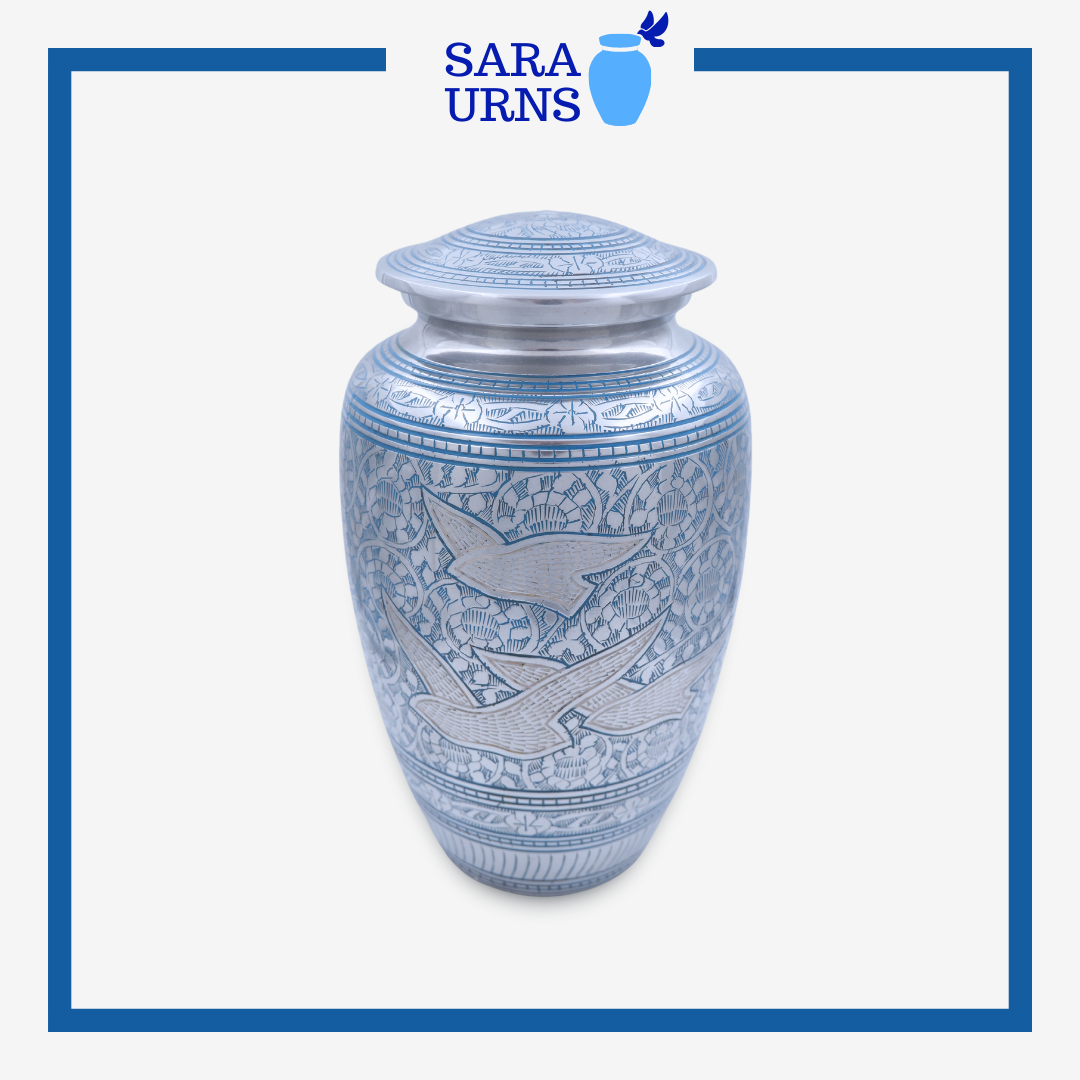 Peaceful Doves Aluminum Metal Urn