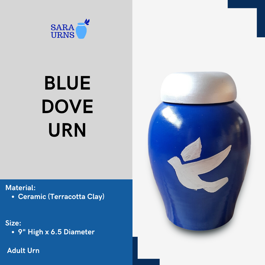 Blue Dove Ceramic Terracotta Urn
