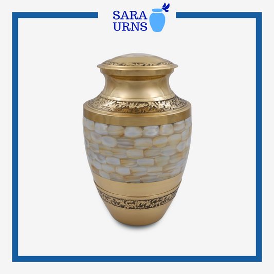 Golden Pearl Brass Metal Urn