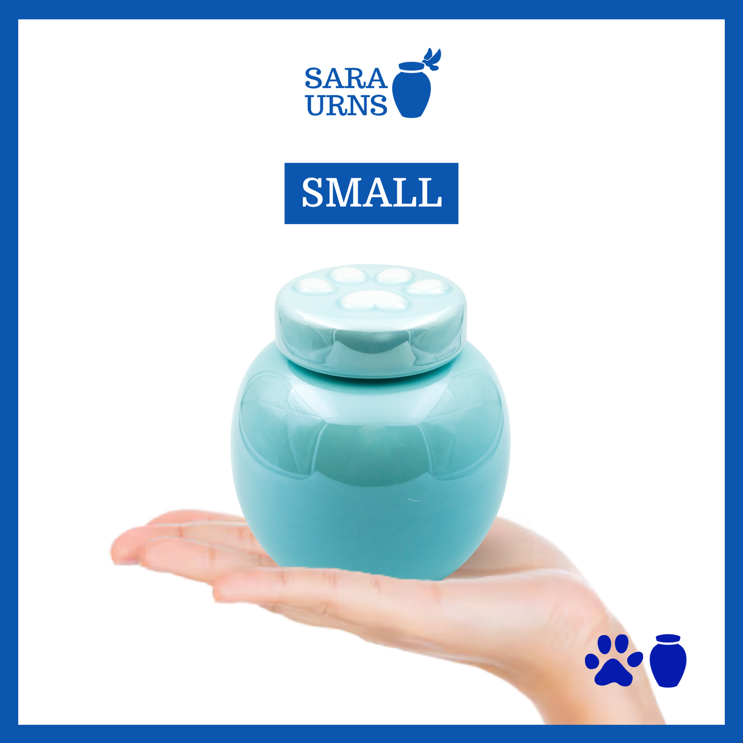 Blue Pearly Paws Ceramic Pet Urn