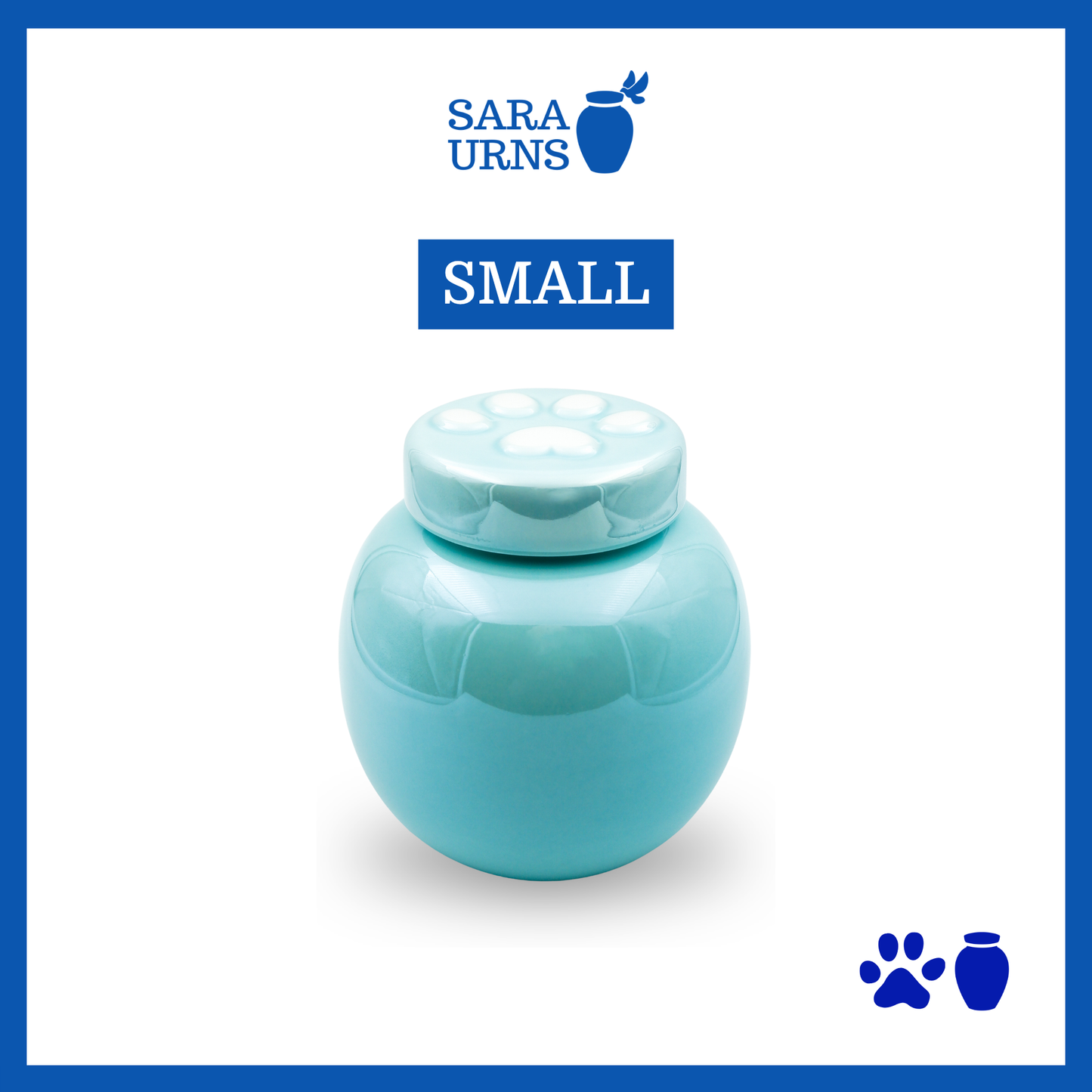 Blue Pearly Paws Ceramic Pet Urn