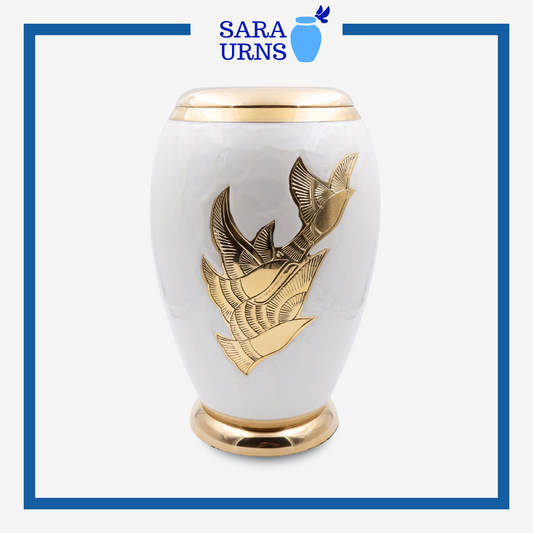 Doves of Hope Brass Metal Urn