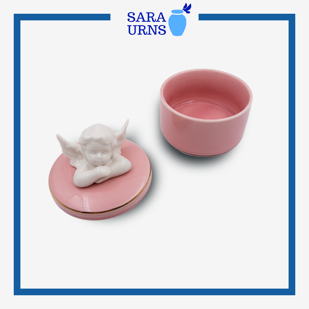 Pink Angel Baby Ceramic Keepsake Urn
